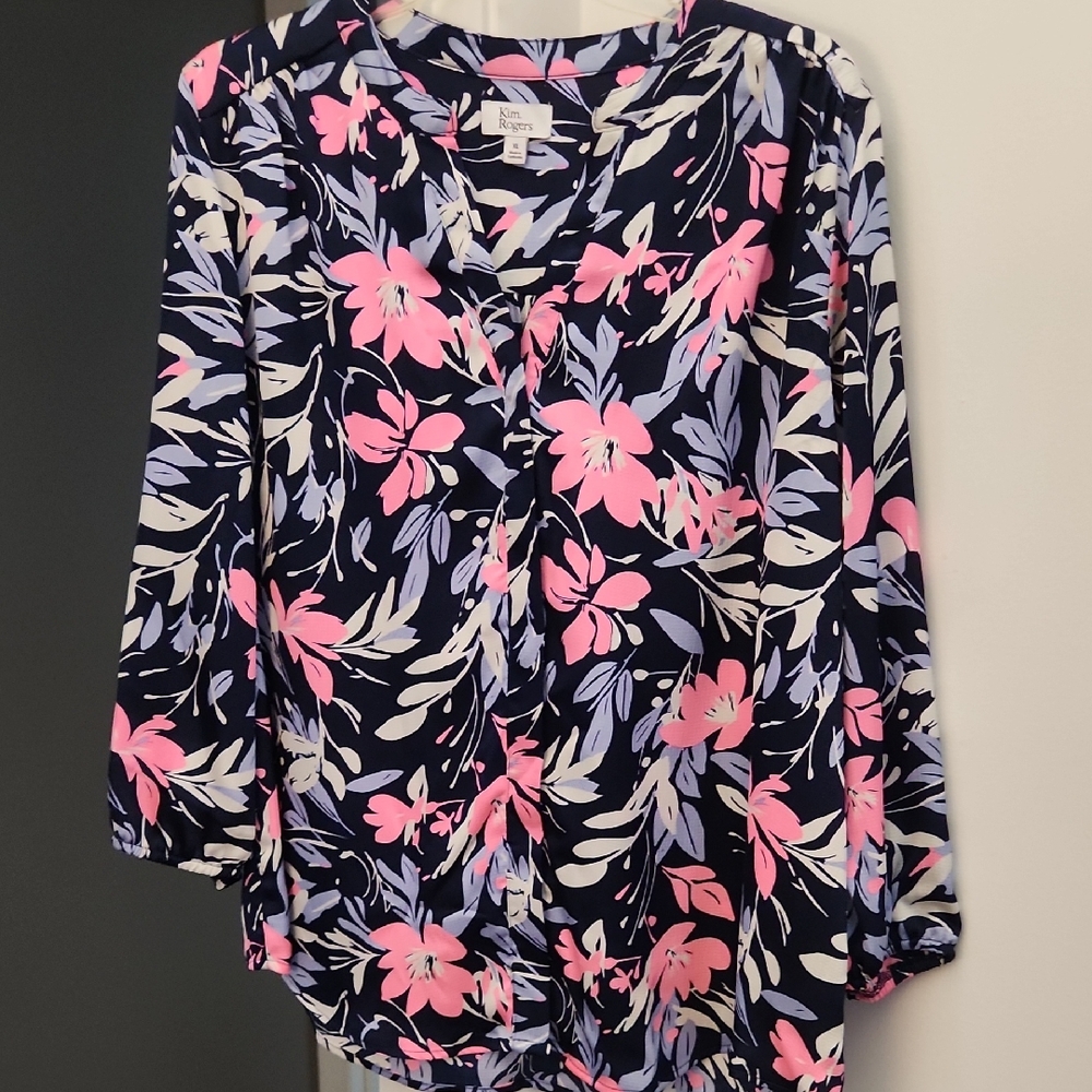 Kim Rogers Floral Blouse - Pink and Blue